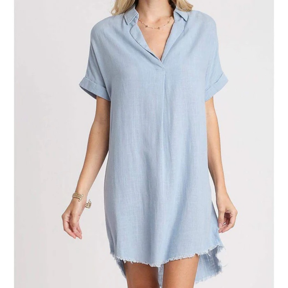 Umgee Usa Inc. Women's Denim Linen Frayed Hem Dress size S